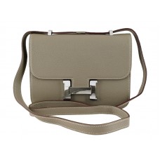 Hermes Constance 23 schoudertas, Togo leer, grijs