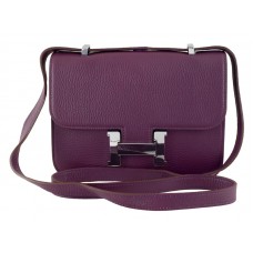 Hermes Constance 23 schoudertas, Togo leer, paars