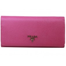 Prada Saffiano leren portemonnee felroze