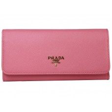 Prada portemonnee van saffianoleer in donkerroze