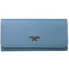 Prada portemonnee van saffianoleer, lichtblauw