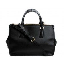 Prada schoudertas met frame van Saffiano-leer, omvormbaar, zwart