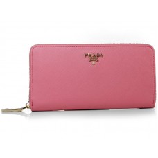 Prada Saffiano Zippy portemonnee in donkerroze