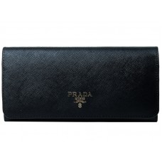 Prada portemonnee van saffianoleer, zwart