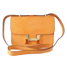 Hermes Constance 23 schoudertas van hagedissenleer in oranje