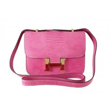 Hermes Constance 23 schoudertas van hagedissenleer in roze