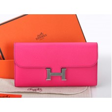 Hermes Epsom Original Kalfsleren Constance Lange Portemonnee Felroze