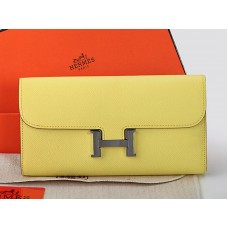 Hermes Epsom Original Kalfsleren Constance Lange Portemonnee Geel