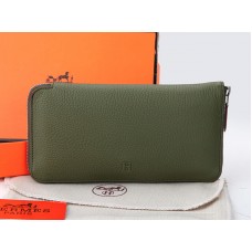 Hermes portemonnee met rits, origineel leer, olijfgroen