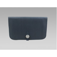 Hermes Dogon Togo leren portemonnee/tasje donkerblauw