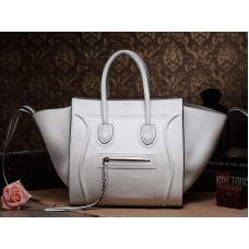 Celine Luggage Phantom Square Tote Bag Togo Leer Wit