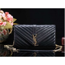 YSL Medium Monogram Satchel Zwart Lamsleer Gewatteerd Leer
