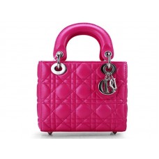 Dior Nano leren tas met zilverkleurige hardware en felroze accenten