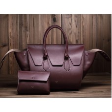 Celine Tie Nano handtas met handvat, bordeauxrood leer