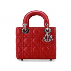 Dior Nano leren tas met zilverkleurige hardware en rode accenten