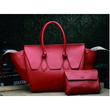 Celine Tie Nano handtas met handvat, rood leer