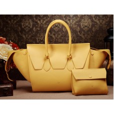 Celine Tie Nano handtas met handvat, geel leer