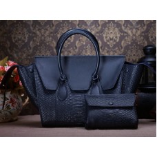 Celine Tie Nano Top Handle Bag van leer in blauwe python