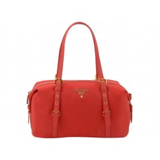 Prada Tessuto Bauletto Satchel Schoudertas Rood