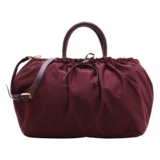 Prada Tessuto Nylon Bauletto Satchel Bag Bordeauxrood