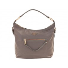 Prada Tessuto nylon hobo tas met leren afwerking, grijs