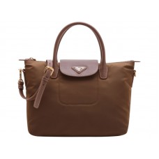 Prada Tessuto nylon tas met leren afwerking, bruin