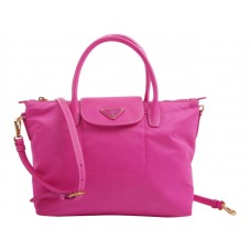 Prada Tessuto Nylon Tote met leren afwerking, perzikkleurig
