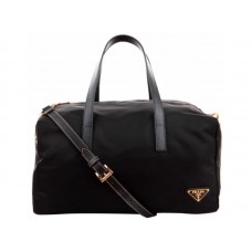 Prada Vela nylon handtas met handvat, zwart