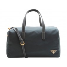 Prada Vela nylon handtas met handvat, blauw