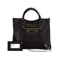 Balenciaga Velo tas met gouden metallic rand, zwart