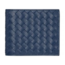 Bottega Veneta tweevoudige portemonnee in Intrecciato Vn blauw