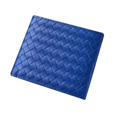 Bottega Veneta tweevoudige portemonnee in Intrecciato Vn elektrisch blauw