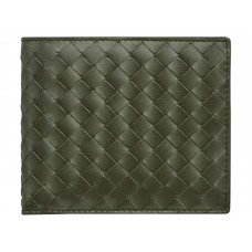 Bottega Veneta tweevoudige portemonnee in Pacific Intrecciato Vn groen