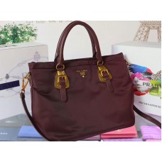 Prada Tessuto Nylon Soft Calf Leather Shipping Tote Bordeauxrood