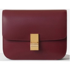 Celine Medium Classic Tas in Doos Kalfsleer Bordeauxrood 1641731