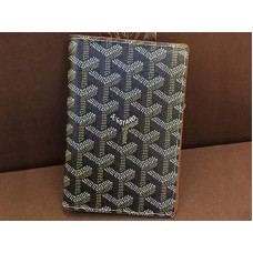 Goyard Goyardine paspoorthouder zwart met bruine leren afwerking