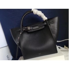 Celine Small Big Bag met lange schouderband in soepel generfd kalfsleer in zwart