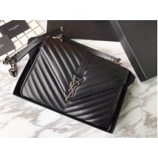Saint Laurent Collège Medium in matelassé leer zwart