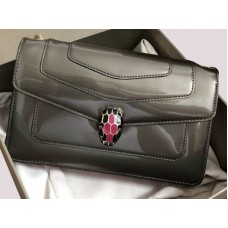 Bvlgari Flap Cover Serpenti Forever 22cm Metallic Calfskin Donkergrijs
