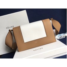 Celine Medium Frame Schoudertas Calskin Tan And White