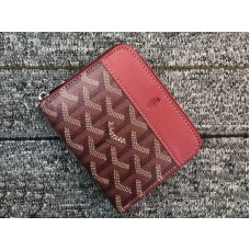 Goyard Chevron kleine portemonnee met ritssluiting, bordeauxrood