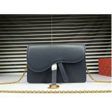 Dior Saddle Calfskin Leather Clutch Donkerblauw d66201