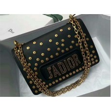 Dior J'Adior Mini-tasje met klep en ketting, goudkleurig, met studs, zwart dstud01