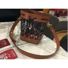 Fendi Mon Tresor Transparante Bucket Tas Bruin Leer f081