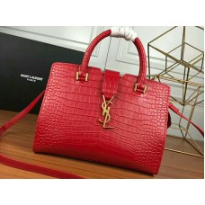 Saint Laurent Cabas YSL Small in glad leer, rood