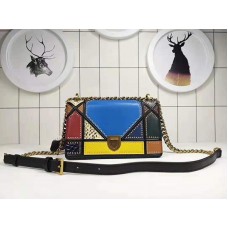 Dior Diorama tas van kalfsleer in patchwork, veelkleurig blauw