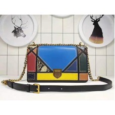 Dior kleine Diorama tas van kalfsleer in patchwork veelkleurig blauw