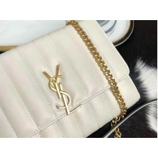 Saint Laurent Vicky Medium in matelassé/lamsleer wit