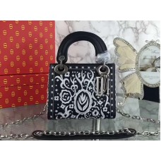 Dior Mini Lady Dior Geborduurde Tas Zwart
