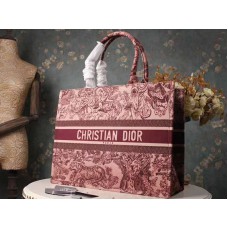 Dior Book Tote Toile De Jouy tas bordeauxrood